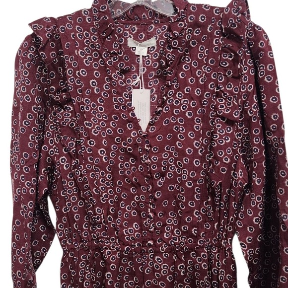 Outerknown Women's Floral Ruffle Trim Long Sleeve Maxi Dress, Small - Picture 1 of 7